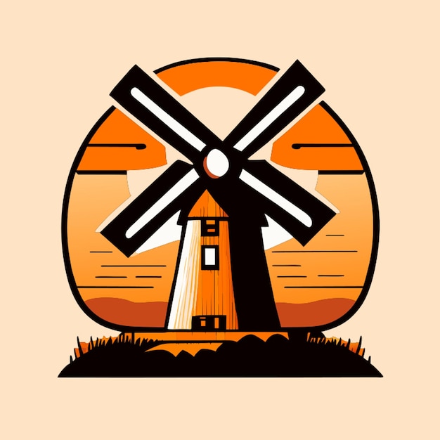 windmill vector illustration cartoon