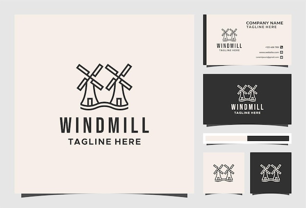 Windmill vintage logo and business card design