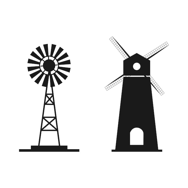 Vector windmill vintage vector illustration on white background