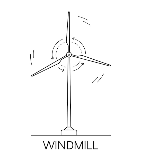 Windmill with lines indicating the direction of rotation.