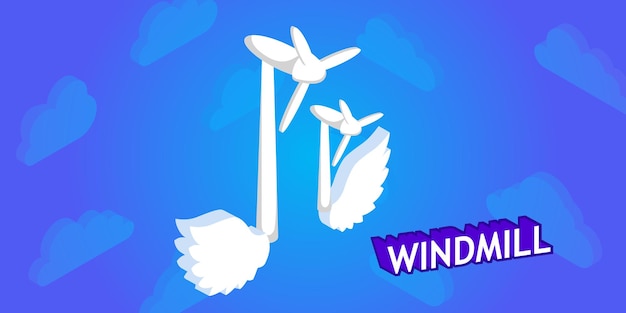 Windmolen isometrisch ontwerp pictogram Vector web illustratie 3d kleurrijke concept