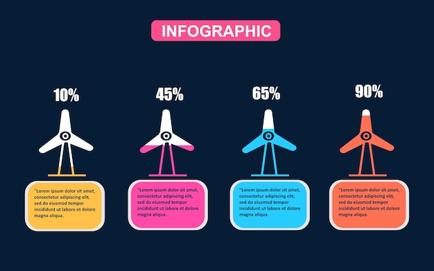 Windmolen stijl infographic sjabloon voor grafieken grafieken diagrammen met procentuele vulling