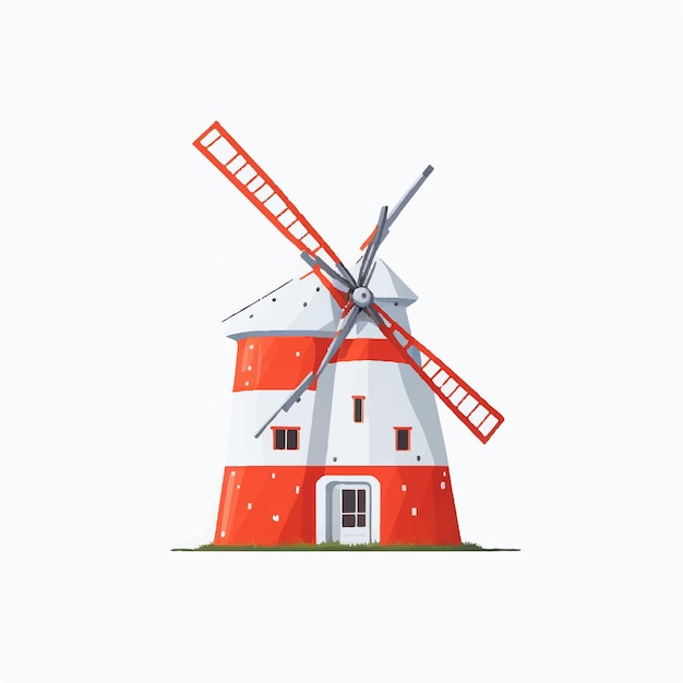 Windmolen vectorillustratie geïsoleerd op een witte achtergrond