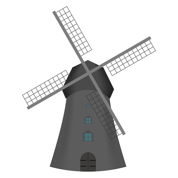 Vector windmolen windmolen op een witte achtergrond vector