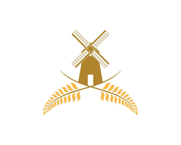 Vector windmolenboerderij op het tarweboerderij-logo