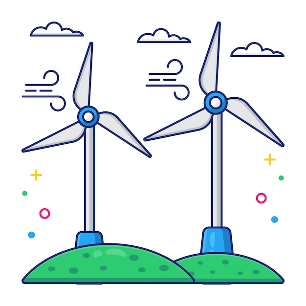 Windmolenpictogram bewerkbare vector