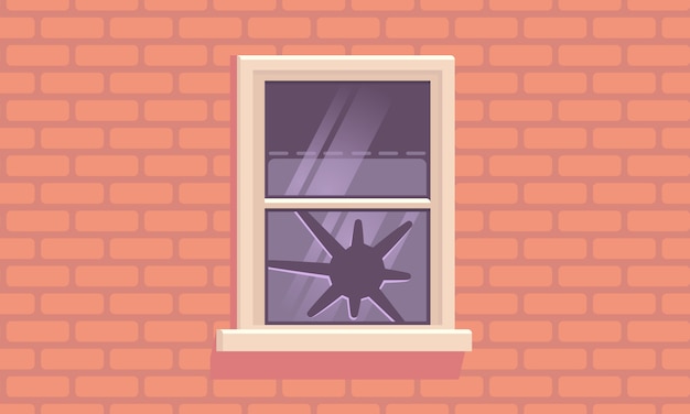 Vector window on brick wall