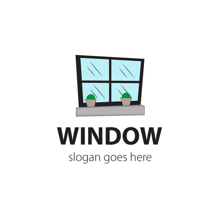 Vector window cartoon illustration logo design or glass company