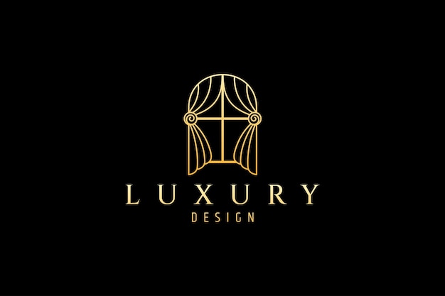 Window curtain logo with gold color combination looks luxurious