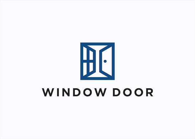 窓とドアのロゴ デザイン ベクトル シルエット イラスト