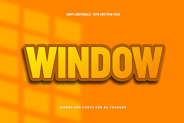 Window Editable Text Effect Emboss Cartoon Style