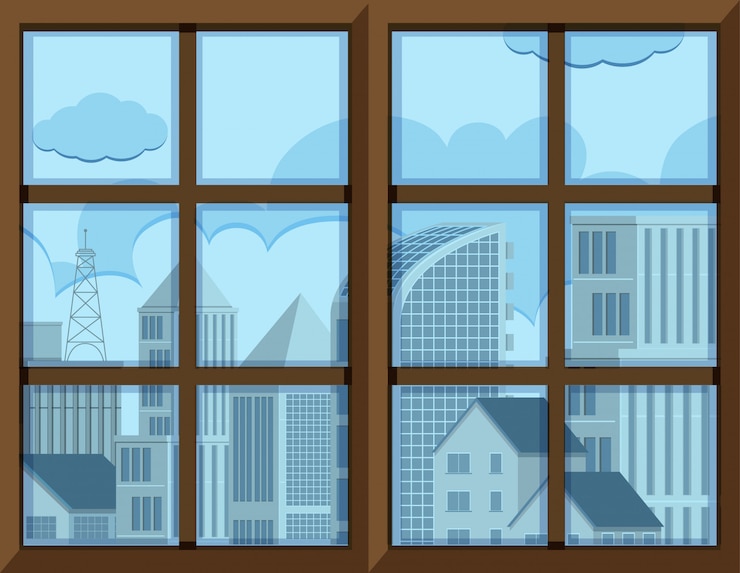 Vector window frame  with outside view