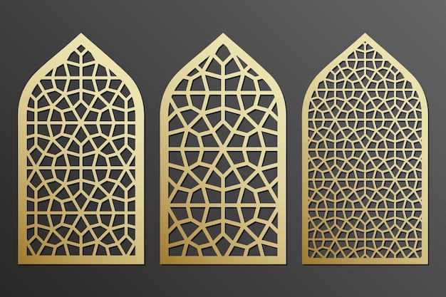 Window grid with traditional arabic pattern laser cut template