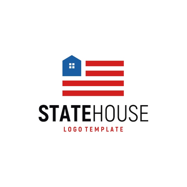 Window House National State Flag-symbool voor Army Garage of Veteran Home Residential Real Estate Logo