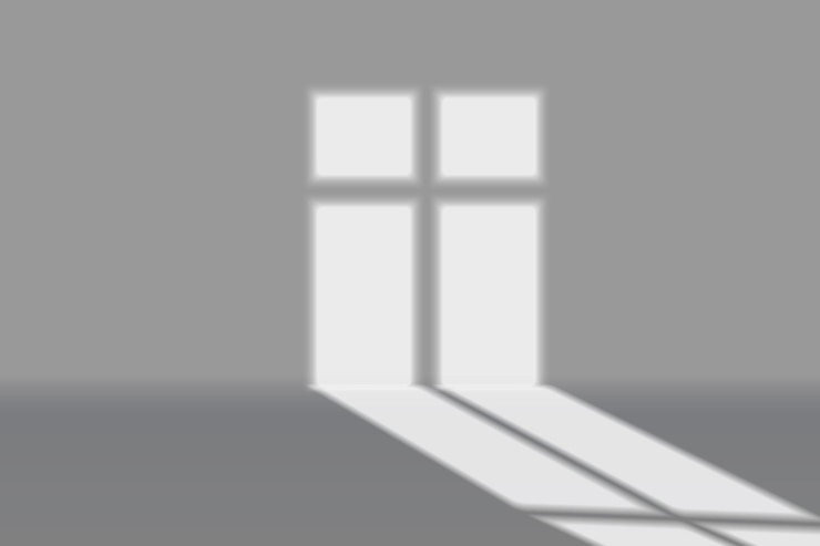 Vector window light shadow on grey wall template for your design
