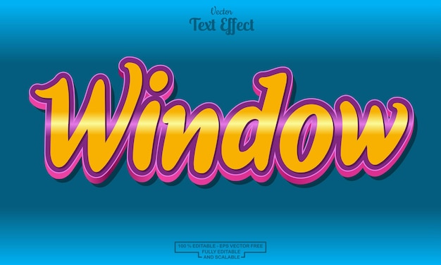 Window modern cartoon editable text effect design