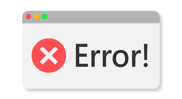 Vector window operating system error warning dialog window popup message with system failure flat design