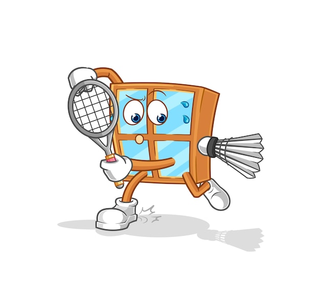 Vector window playing badminton illustration character vector