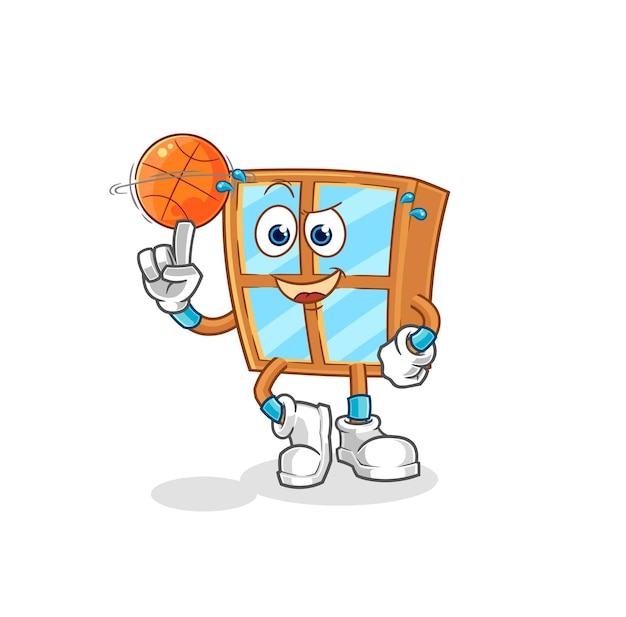 Vector window playing basket ball mascot cartoon vector