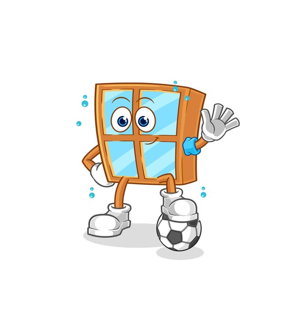 Window playing soccer illustration character vector