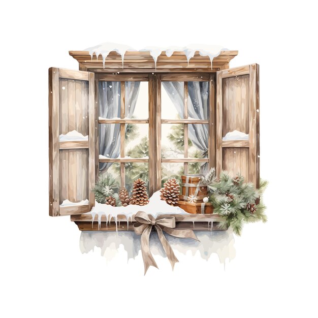 Window seat watercolor Vector illustration design