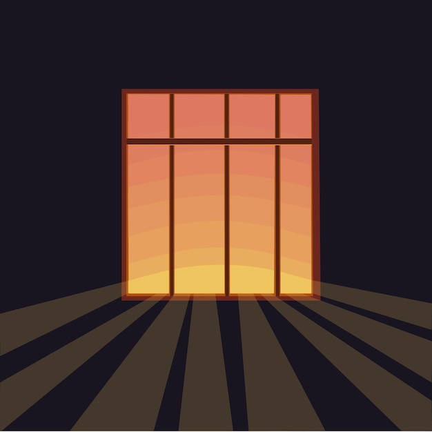 Vector window and sunset