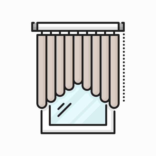 Window venetian blind curtain shade line icon
