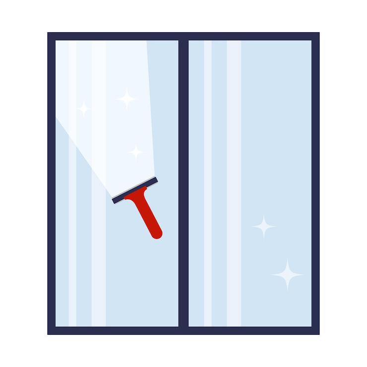 Vector window washing the glass scraper glides across the glass to clean it window cleaning service concept