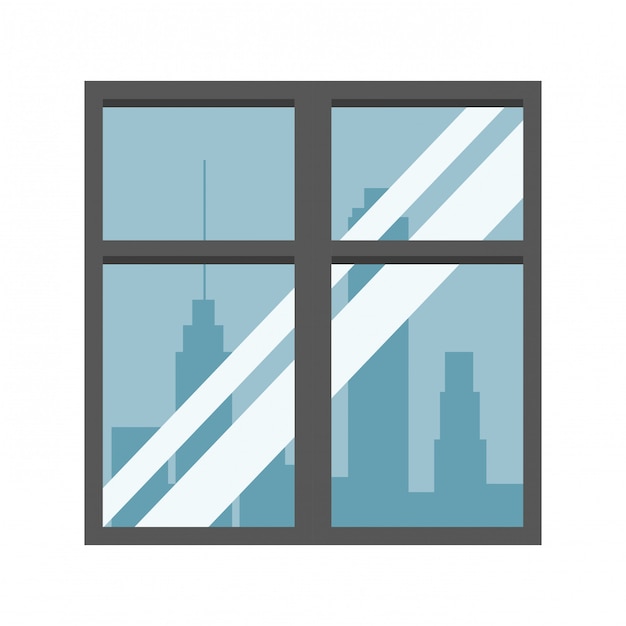 Vector window with cityscape view