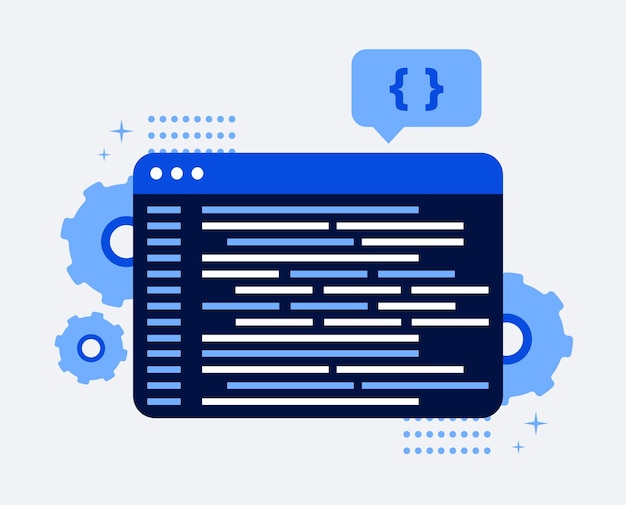 Vector window with lines of code vector illustration depicting programming and web development