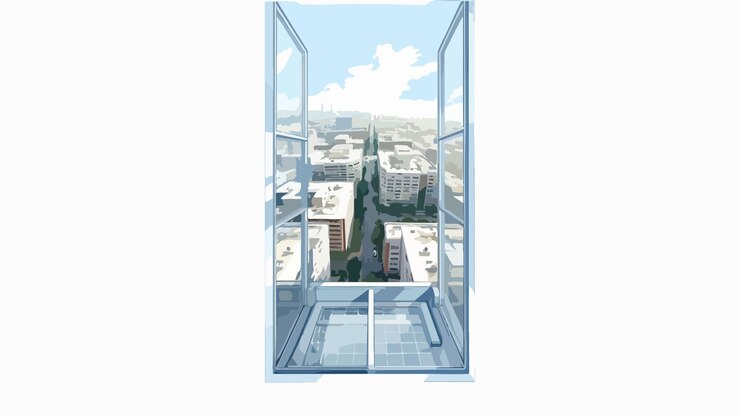 Vector a window with a view of a city