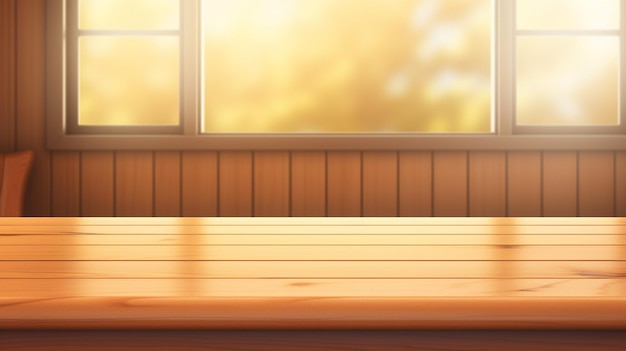 Vector a window with a wooden bench and a window with a sunset behind it