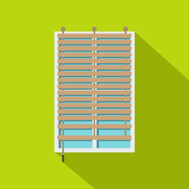 Window with wooden jalousie icon. flat illustration of window with wooden jalousie vector icon for web isolated on lime background