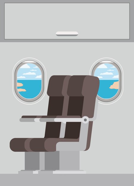 Vector windows airplane with chairs