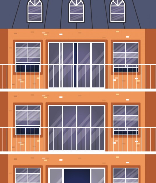 Vector windows buiten oranje gebouw vector design