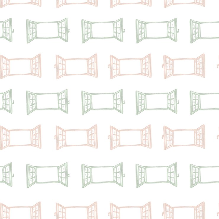 Vector windows engraved seamless pattern retro frame glass window hand drawn style