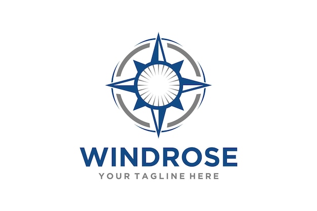 Windrose compass logo design moderno direzione icona semplice e minimalista segno nord