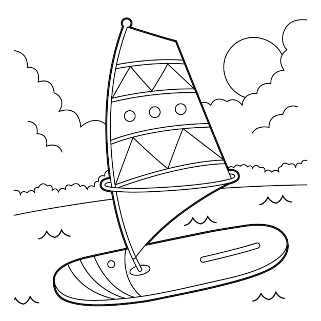 Windsurfer Vehicle Coloring Page for Kids