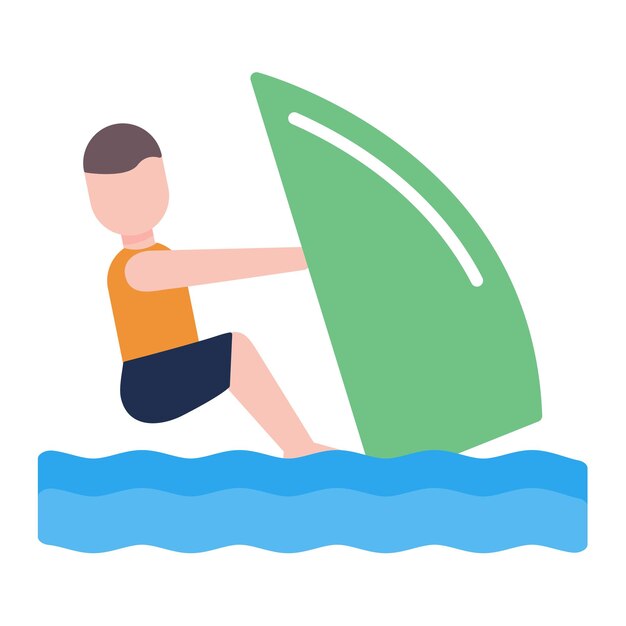 Vector windsurfing flat illustration