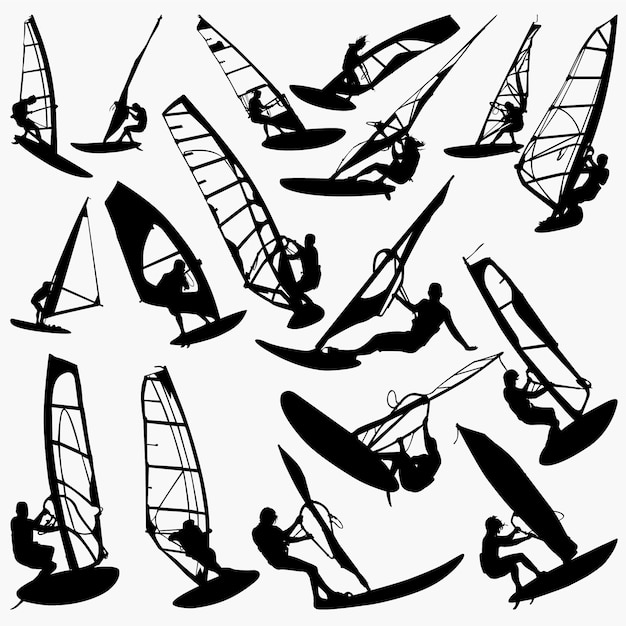 Windsurfing silhouettes