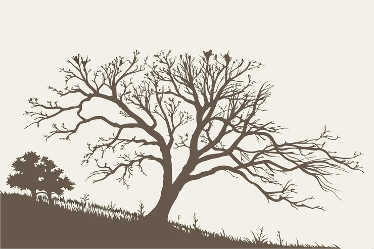 Vector windswept winter tree vector design art