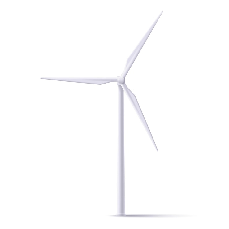 Vector windturbine 3d realistische pictogram wit geïsoleerde alternatieve windenergie
