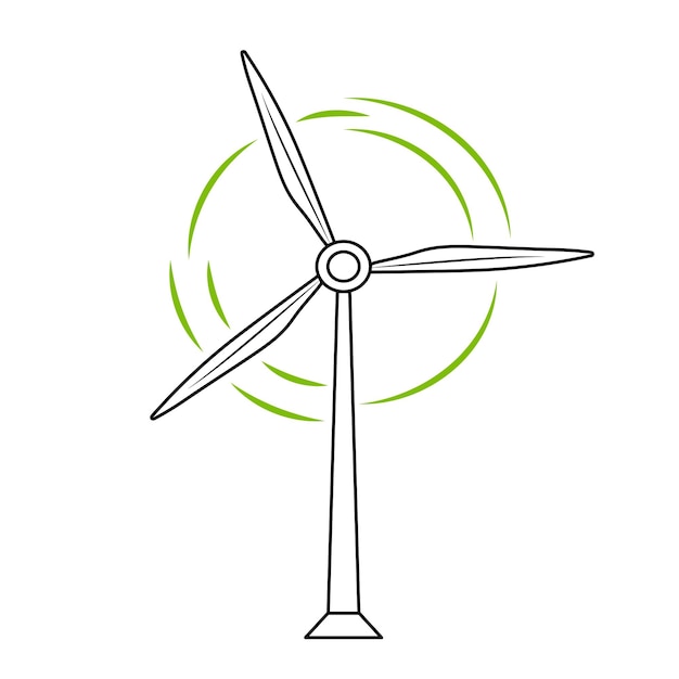 Windturbine doodle icon Hand getrokken windmolen geïsoleerd op witte achtergrond