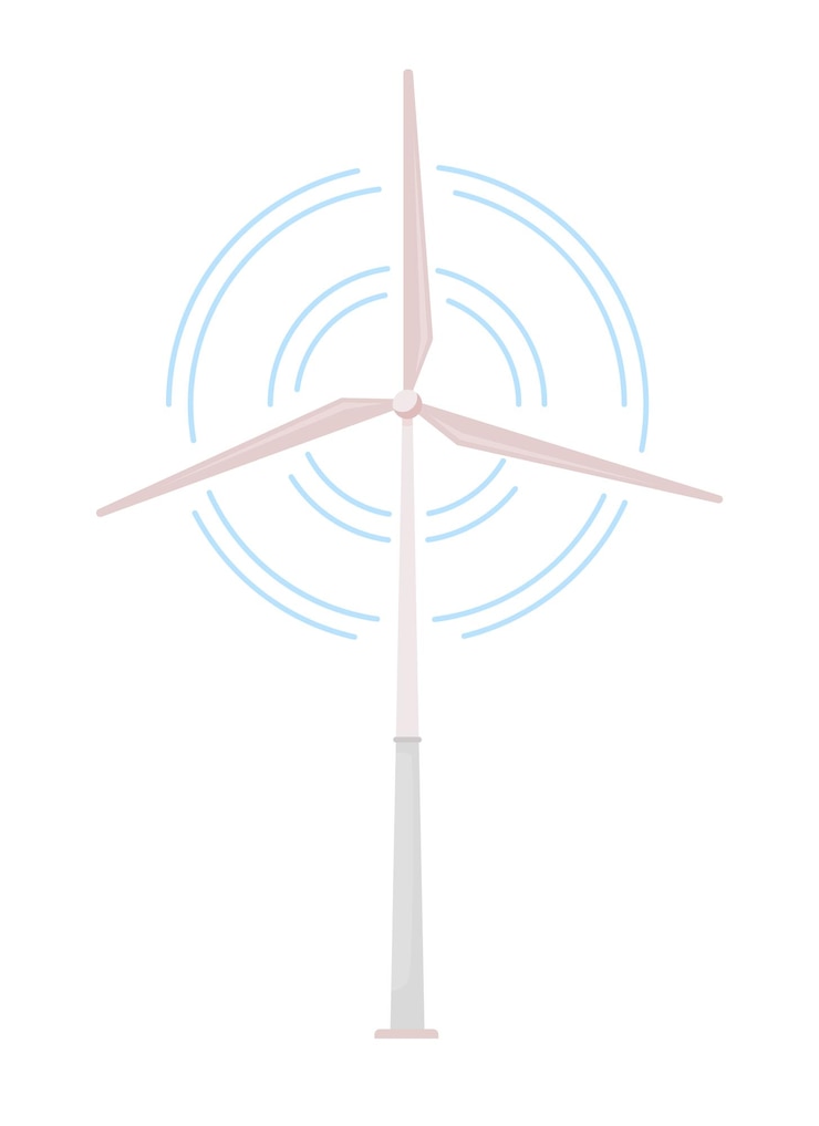 Vector windturbine semi egale kleur vector object