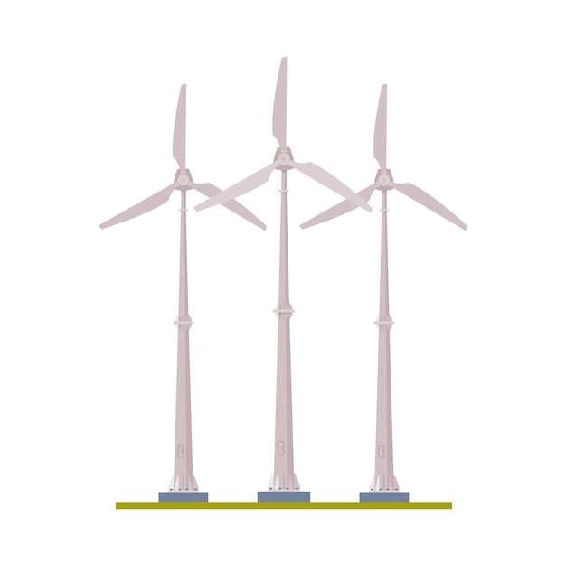 Vector windturbines eco groene energie alternatieve kracht platte vector illustratie