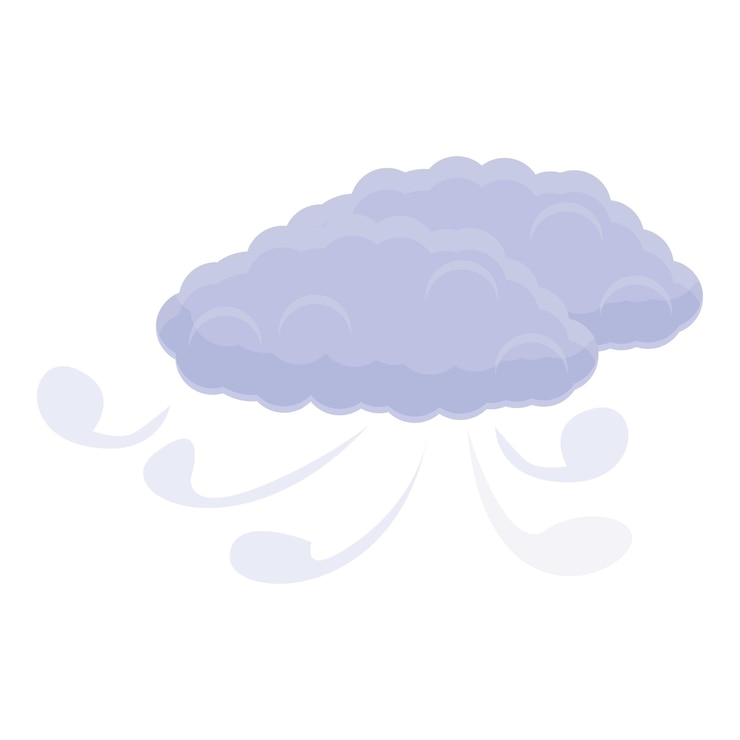 Vector windy clouds icon cartoon of windy clouds vector icon for web design isolated on white background
