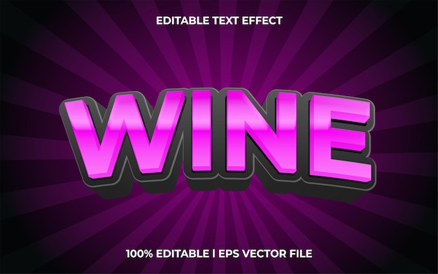 wine 3d text effect with grape theme purple typography for products tittle