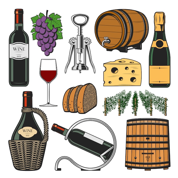 Wine accessories, winemaking bottle and barrel