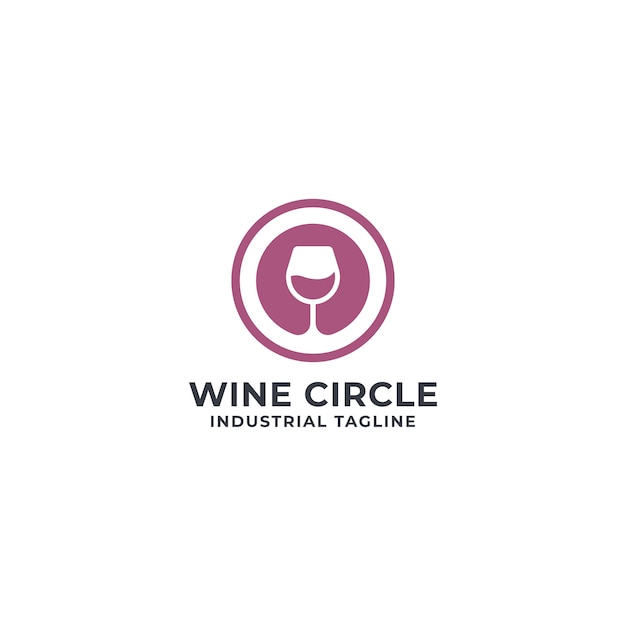 Wine and circle logo premium