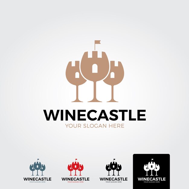 Wine bar logo template Red and white wine glasses